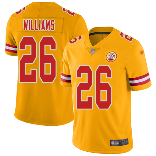 Men Kansas City Chiefs #26 Williams Damien Limited Gold Inverted Legend Football Nike NFL Jersey->kansas city chiefs->NFL Jersey